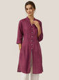 100% Linen Hand Button Long Top DILLON LINTICO