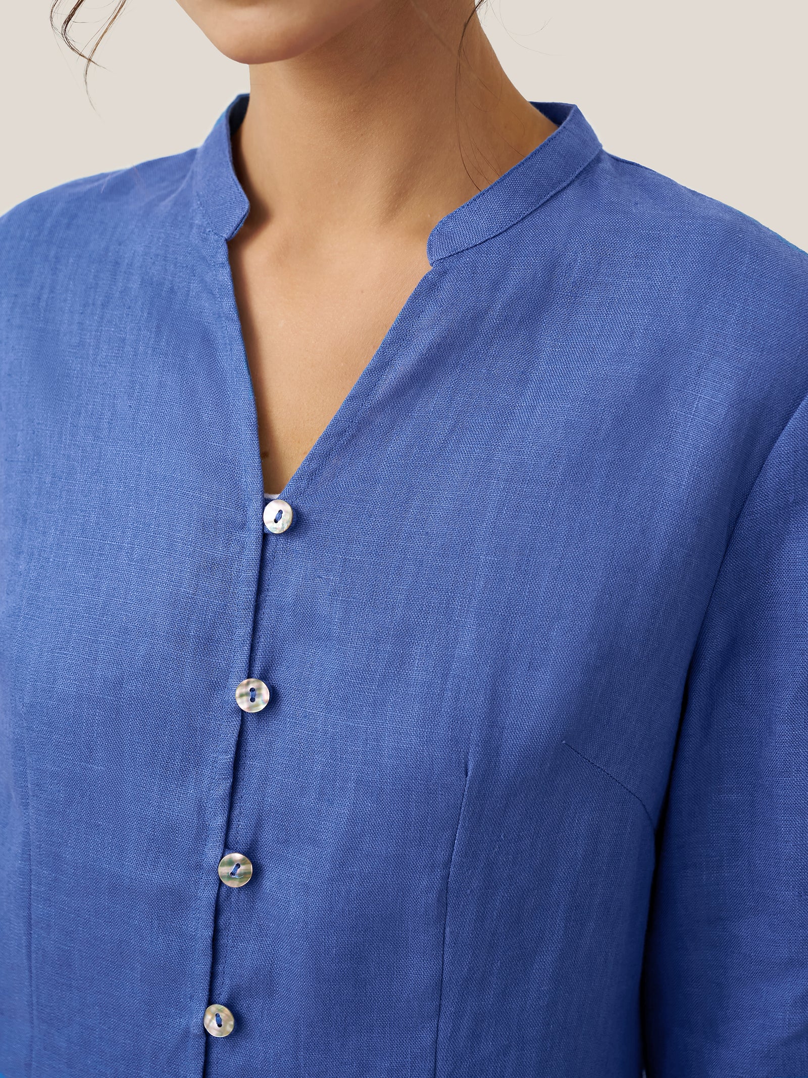 100% Linen Hand Button Long Top DILLON LINTICO