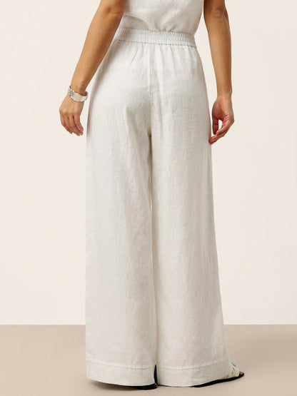 100% Linen Sculpted Pleat Elasticated Back Relaxed Pants VERIDIANA LINTICO