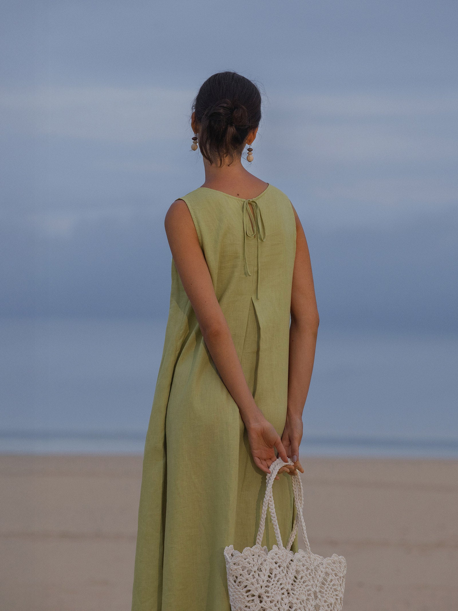100% Linen Sleeveless A-Line Maxi Dress TARA LINTICO