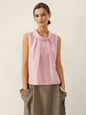 100% Linen Structured Collar Sleeveless Blouse BLAIR