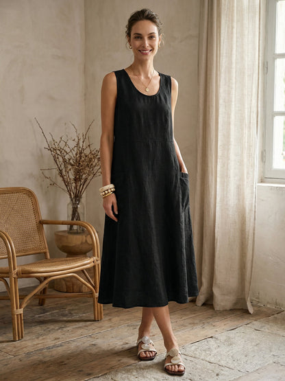 100% Linen Swing Beach Tank Dress GIANA LINTICO