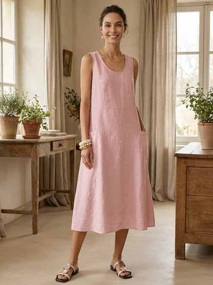 100% Linen Swing Beach Tank Dress GIANA LINTICO