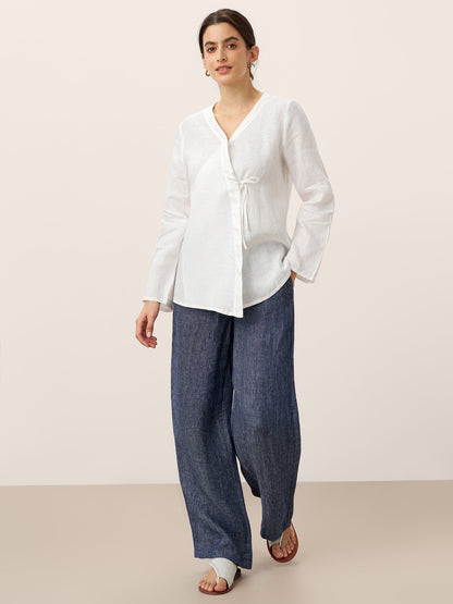 100% Linen Tie Cardigan Top DAKOTA