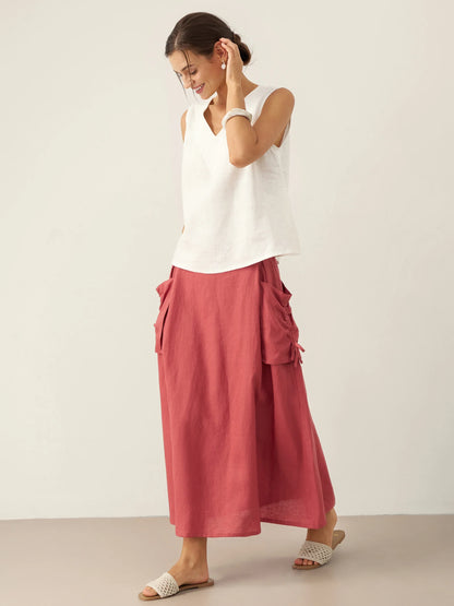 100% Linen V-Neck Sleeveless Tank Top NICOLE LINTICO