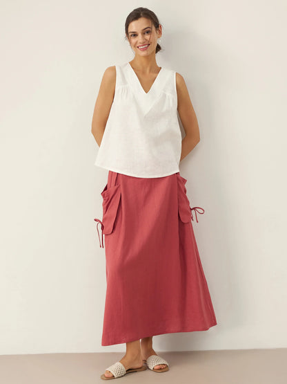 100% Linen V-Neck Sleeveless Tank Top NICOLE LINTICO