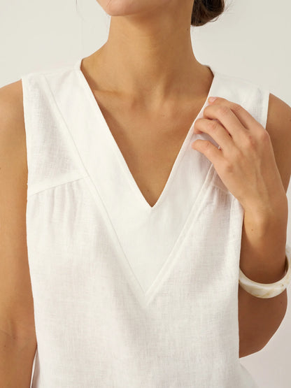100% Linen V-Neck Sleeveless Tank Top NICOLE LINTICO