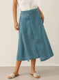 100% Linen Elastic Waist Angled Wrap Skirt FRESSA LINTICO