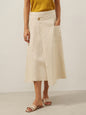 100% Linen Elastic Waist Angled Wrap Skirt FRESSA LINTICO