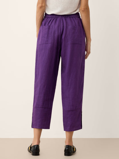 100% Linen Artisan Button Tapered Pants KATHERINE LINTICO