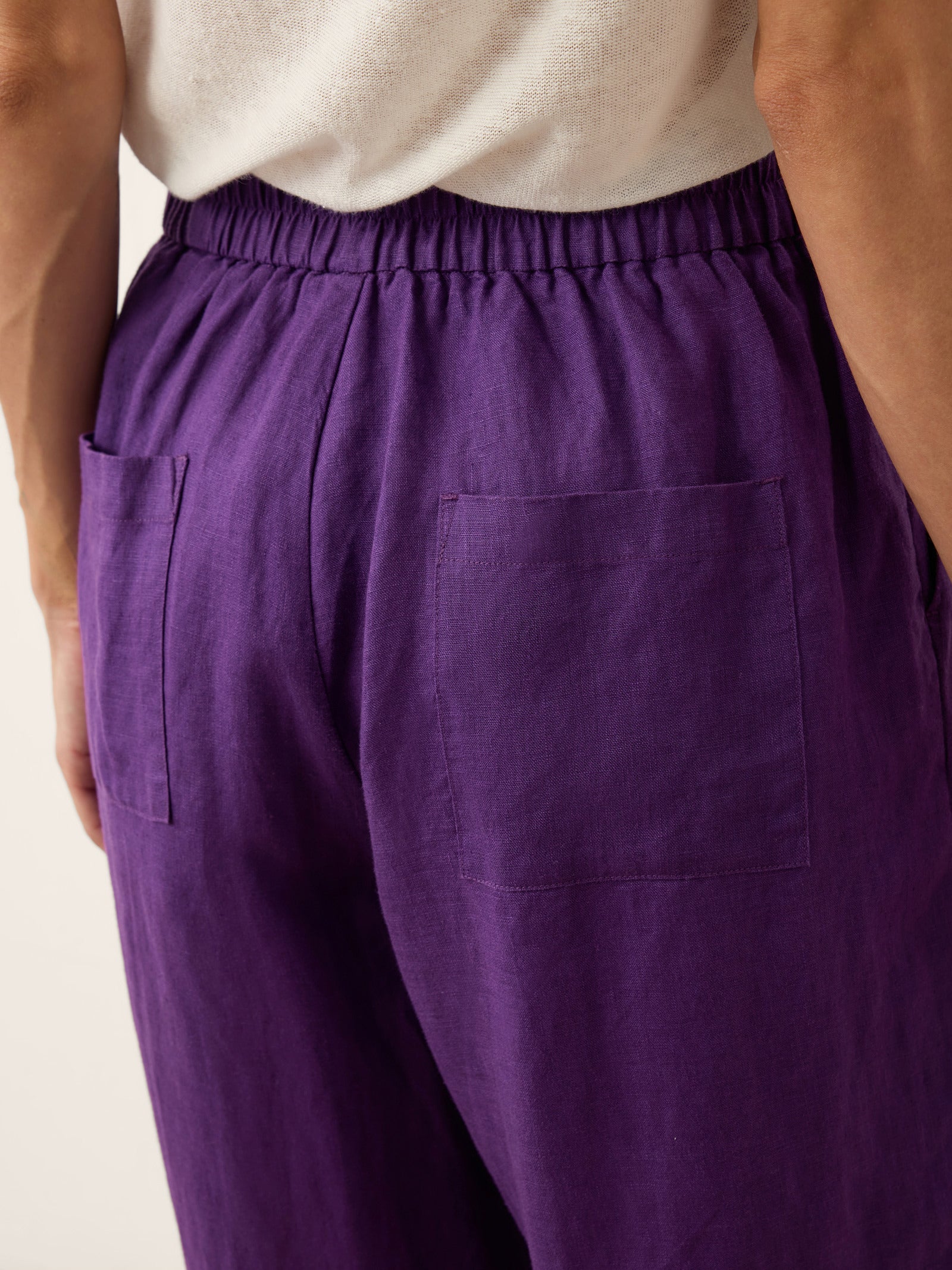 100% Linen Artisan Button Tapered Pants KATHERINE LINTICO