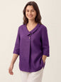 100% Linen Asymmetric Collar Inverted Pleat Top OTTILIE LINTICO