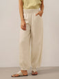 100% Linen Broad Elastic Waistband Pants TALIA