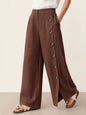 100% Linen Buttoned Slit-Hem Pants KATYA LINTICO