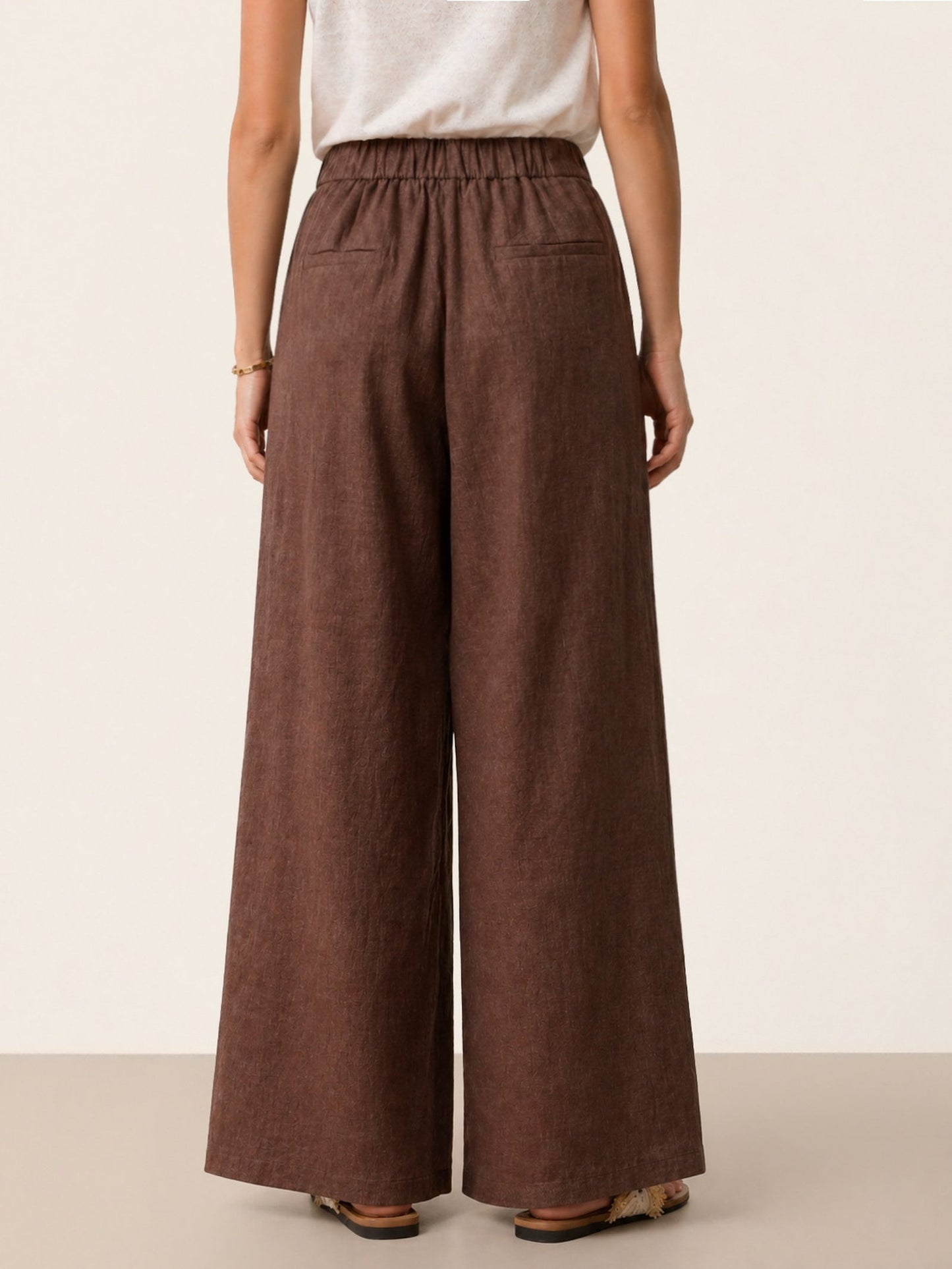 100% Linen Buttoned Slit-Hem Pants KATYA LINTICO