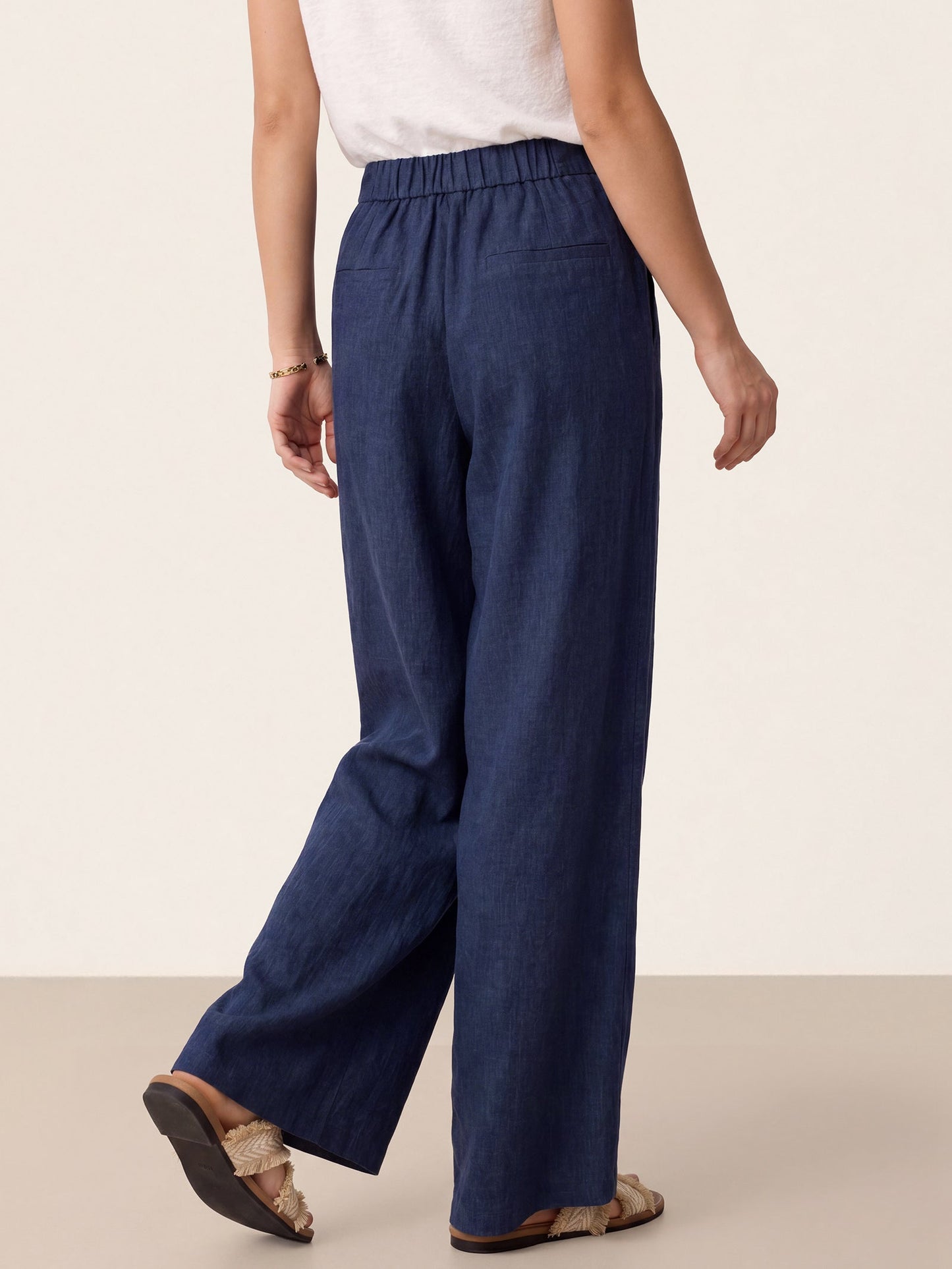 100% Linen Buttoned Slit-Hem Pants KATYA LINTICO
