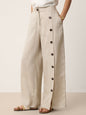 100% Linen Buttoned Slit-Hem Pants KATYA LINTICO