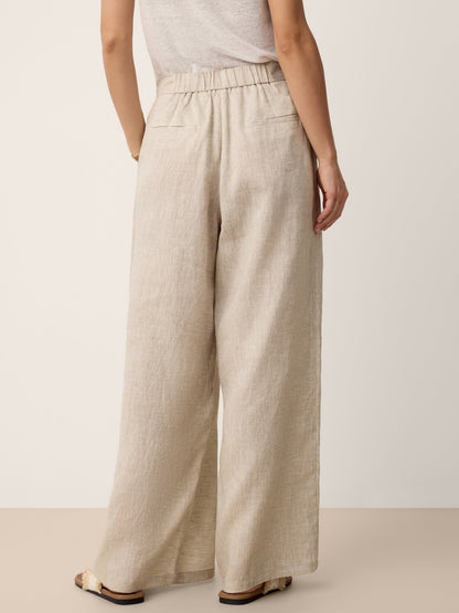 100% Linen Buttoned Slit-Hem Pants KATYA LINTICO
