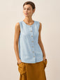 100% Linen Buttons Down Tank Top ERIN LINTICO