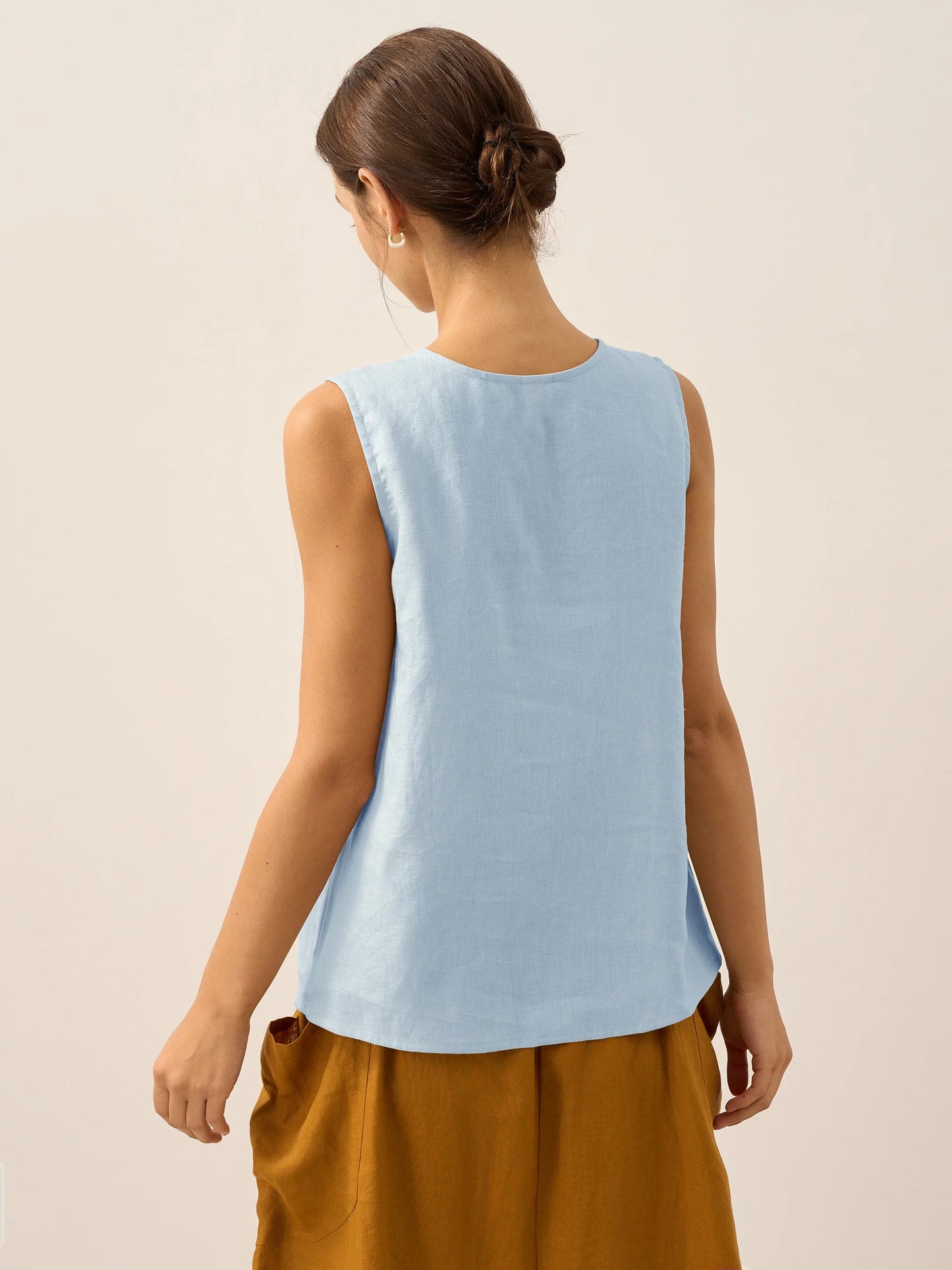 100% Linen Buttons Down Tank Top ERIN LINTICO