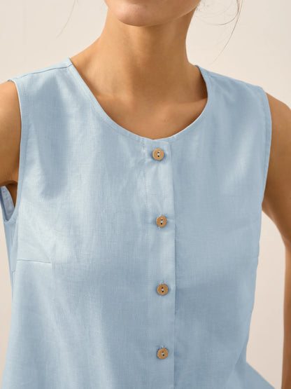 100% Linen Buttons Down Tank Top ERIN LINTICO