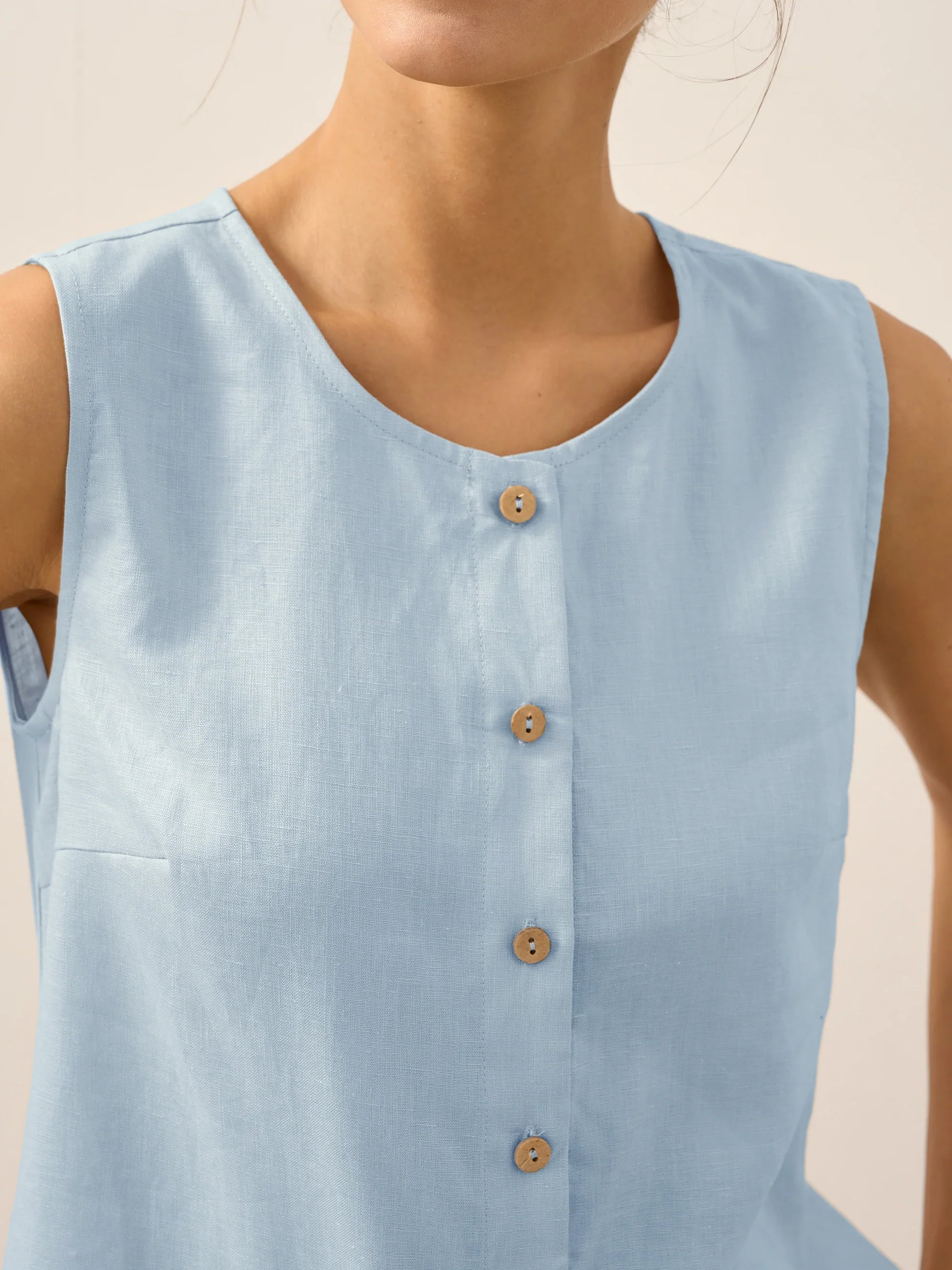 100% Linen Buttons Down Tank Top ERIN LINTICO