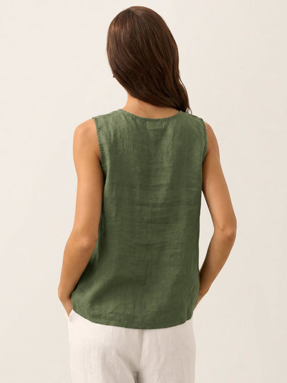 100% Linen Buttons Down Tank Top ERIN LINTICO