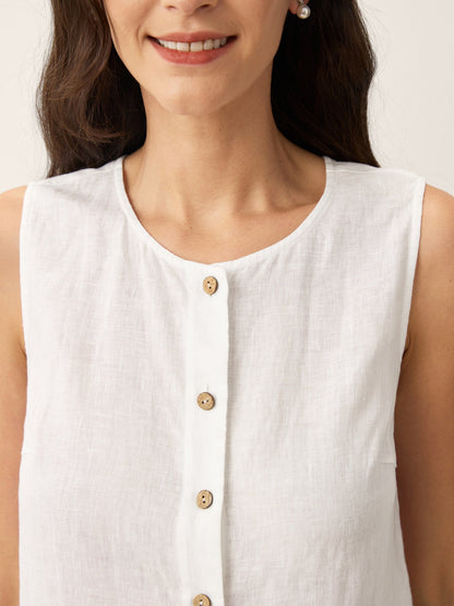 100% Linen Buttons Down Tank Top ERIN LINTICO