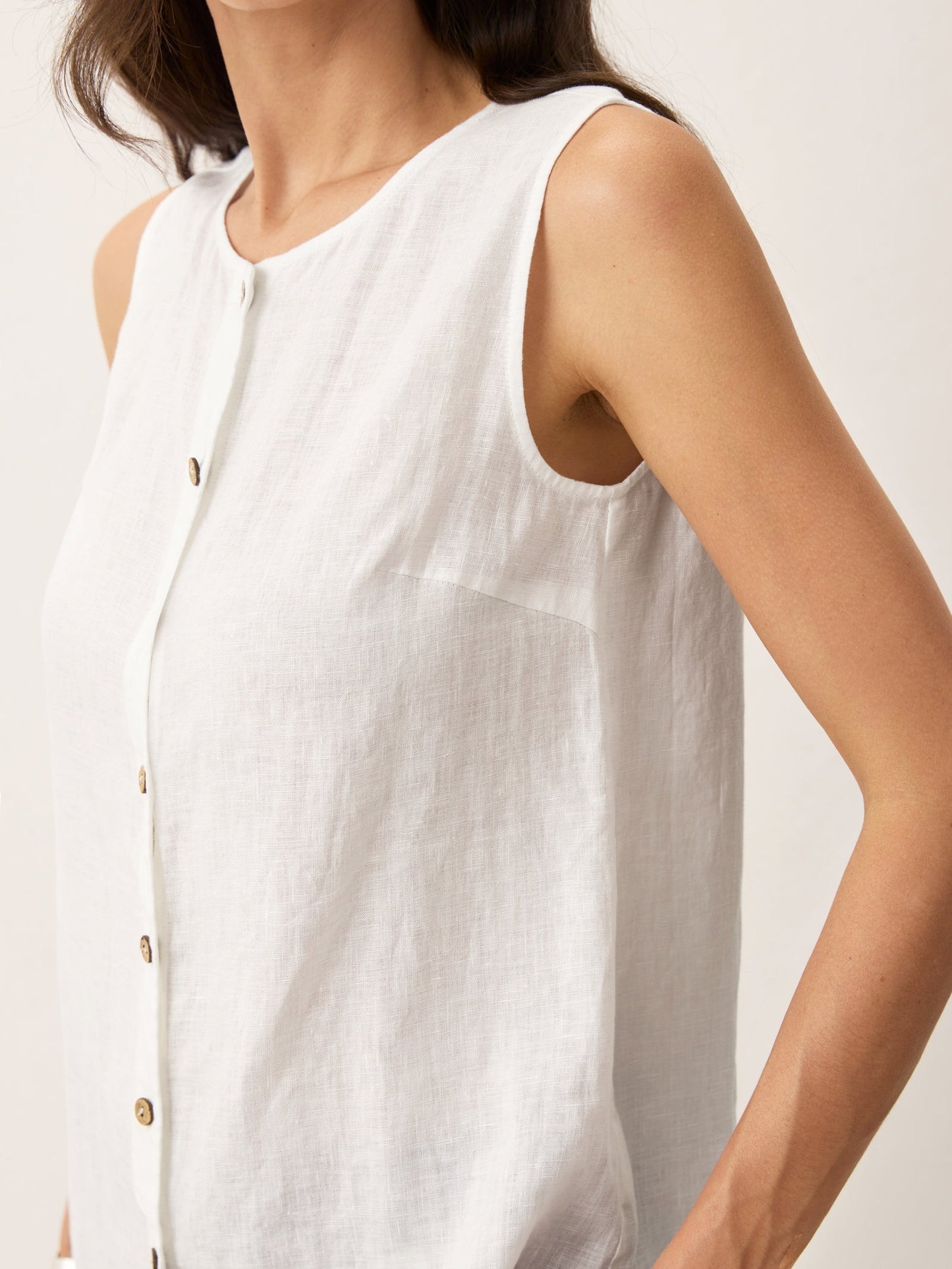 100% Linen Buttons Down Tank Top ERIN LINTICO