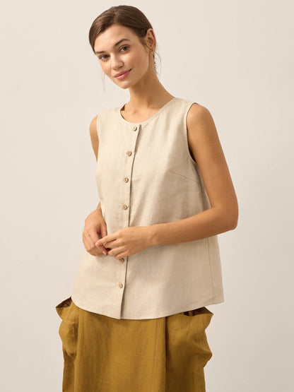 100% Linen Buttons Down Tank Top ERIN LINTICO