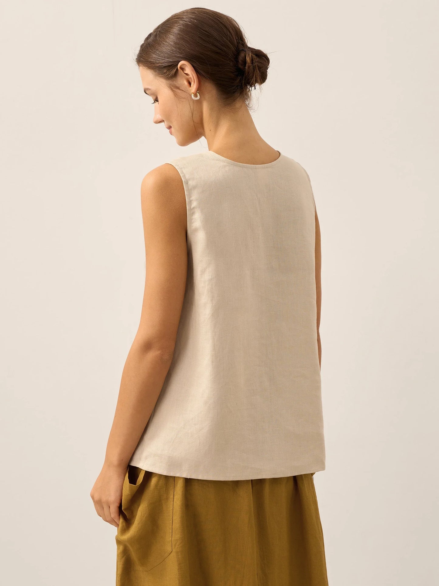 100% Linen Buttons Down Tank Top ERIN LINTICO
