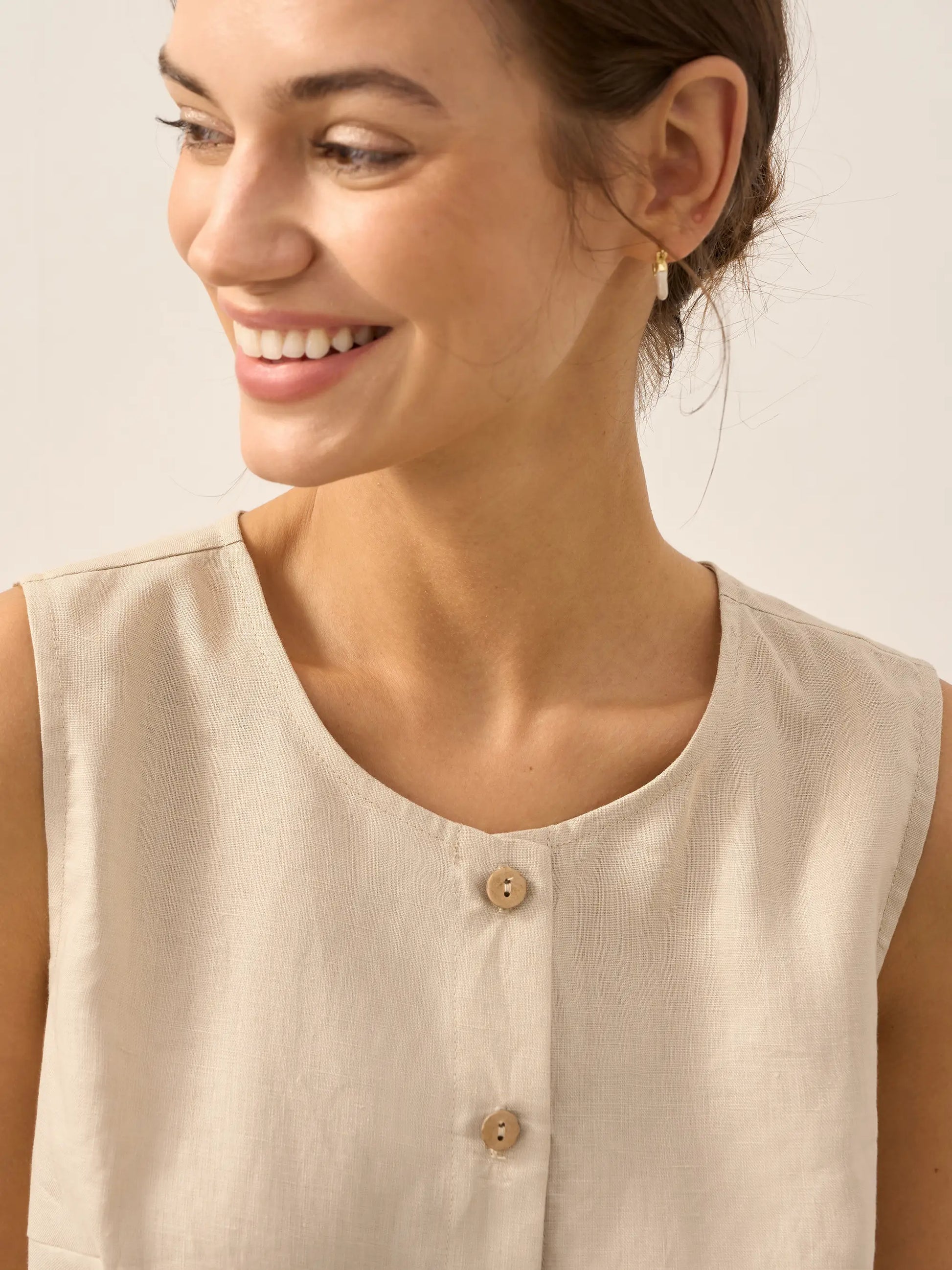 100% Linen Buttons Down Tank Top ERIN LINTICO