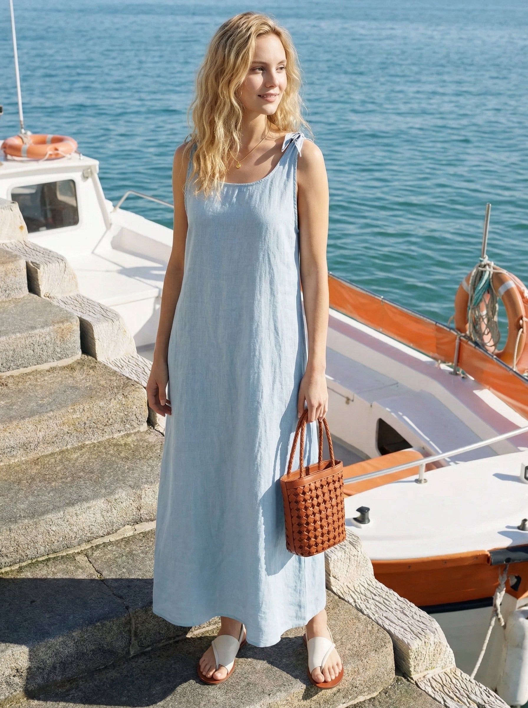 100% Linen Camisole Dress QEARL LINTICO