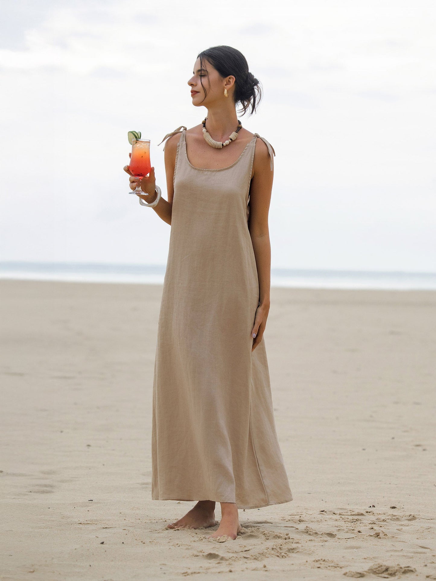 100% Linen Camisole Dress QEARL LINTICO