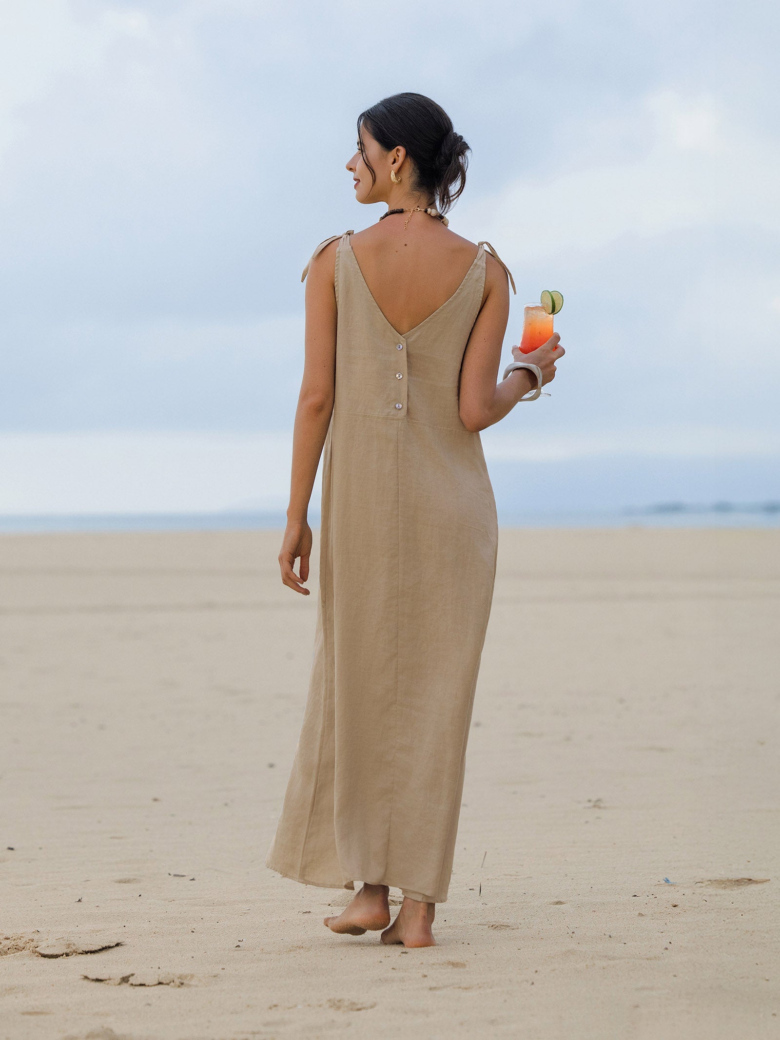 100% Linen Camisole Dress QEARL LINTICO
