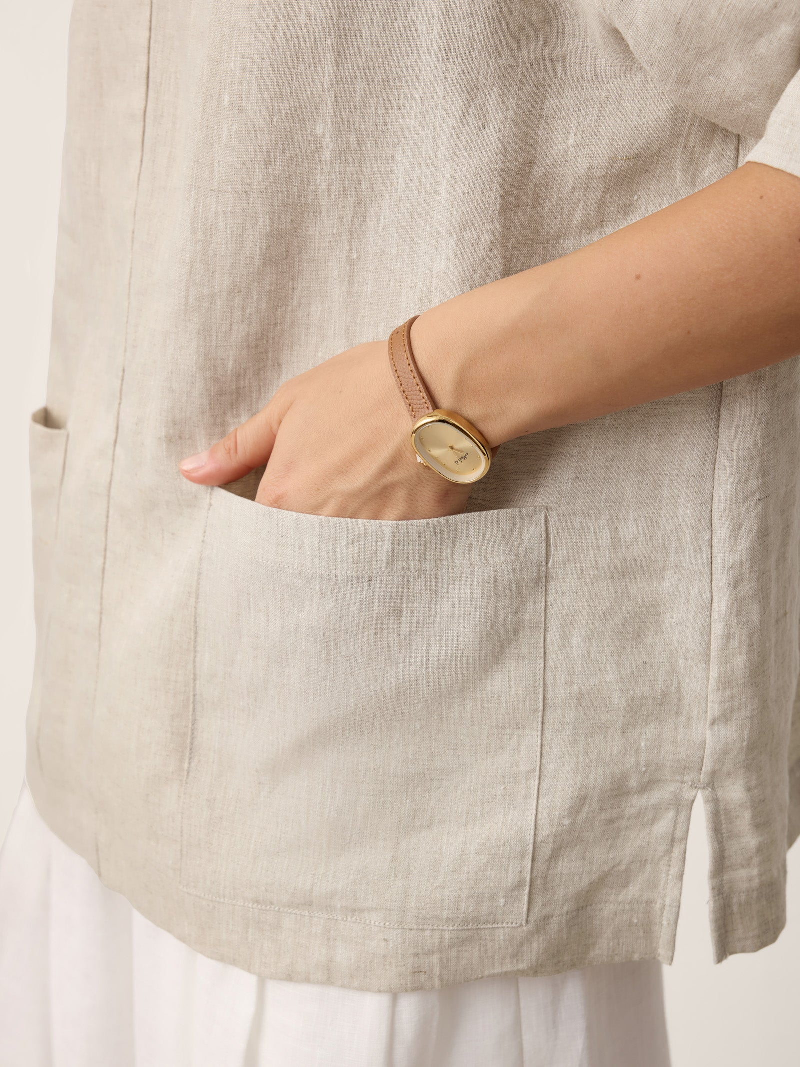 100% Linen Camp-Collar Patch-Pocket Top BRENNA LINTICO