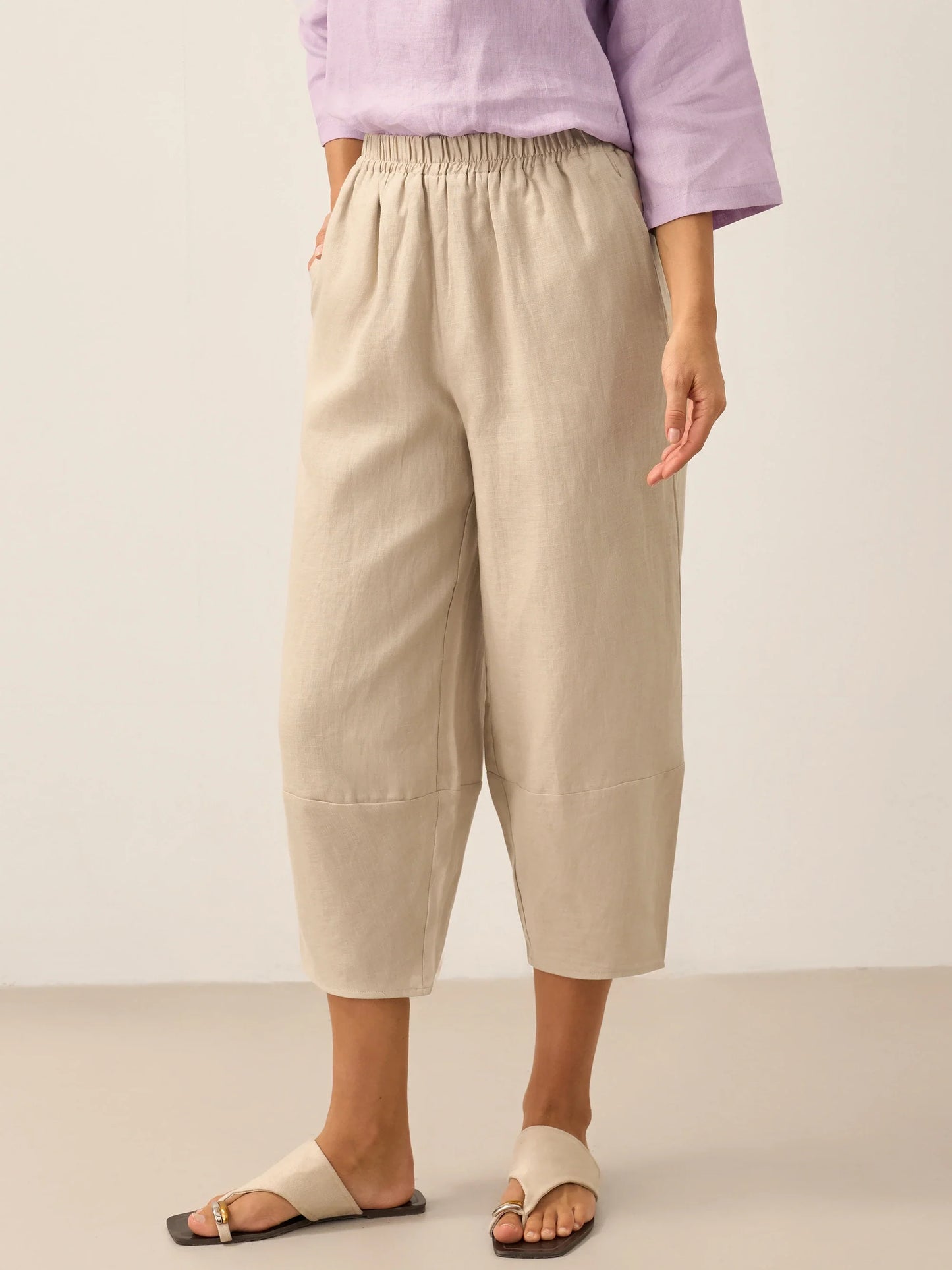 100% Linen Crop Pants RORY LINTICO
