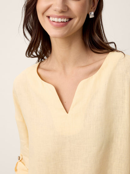 100% Linen Curved-Hem Oversized Top DAPHNEA LINTICO