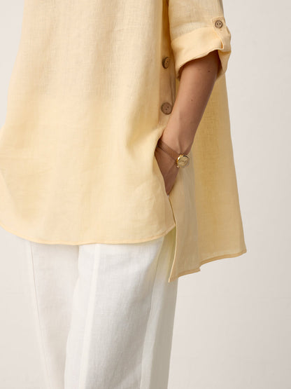 100% Linen Curved-Hem Oversized Top DAPHNEA LINTICO
