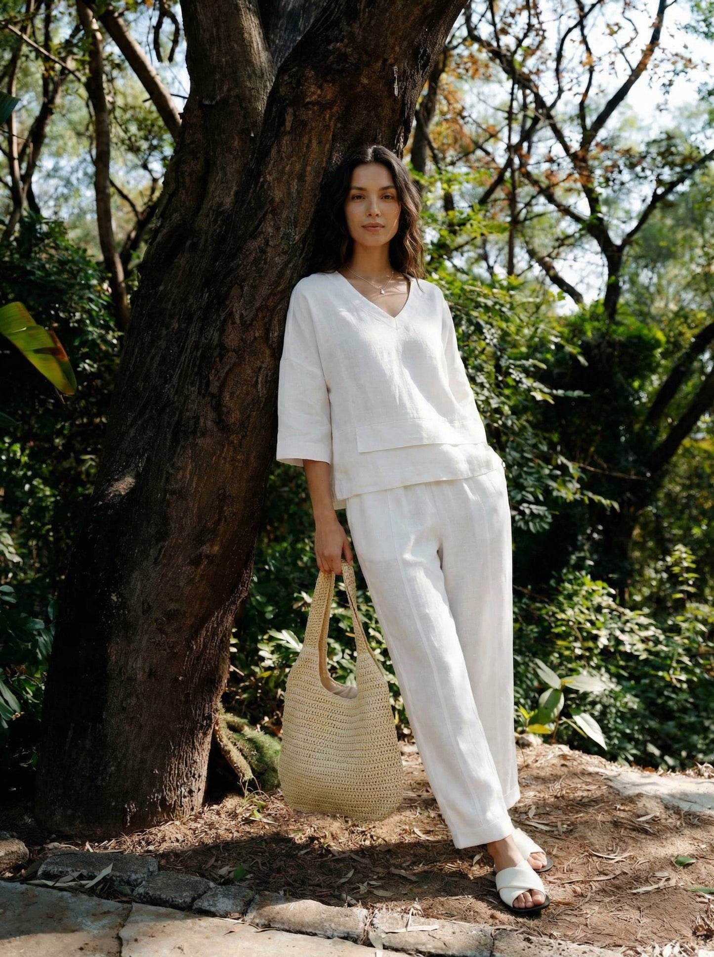 100% Linen Drop Shoulder Asymmetric Layered Hem Overtop VIOLA LINTICO