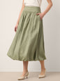 100% Linen Gathered Waist Bubble Hem A-Line Skirt LEONA LINTICO