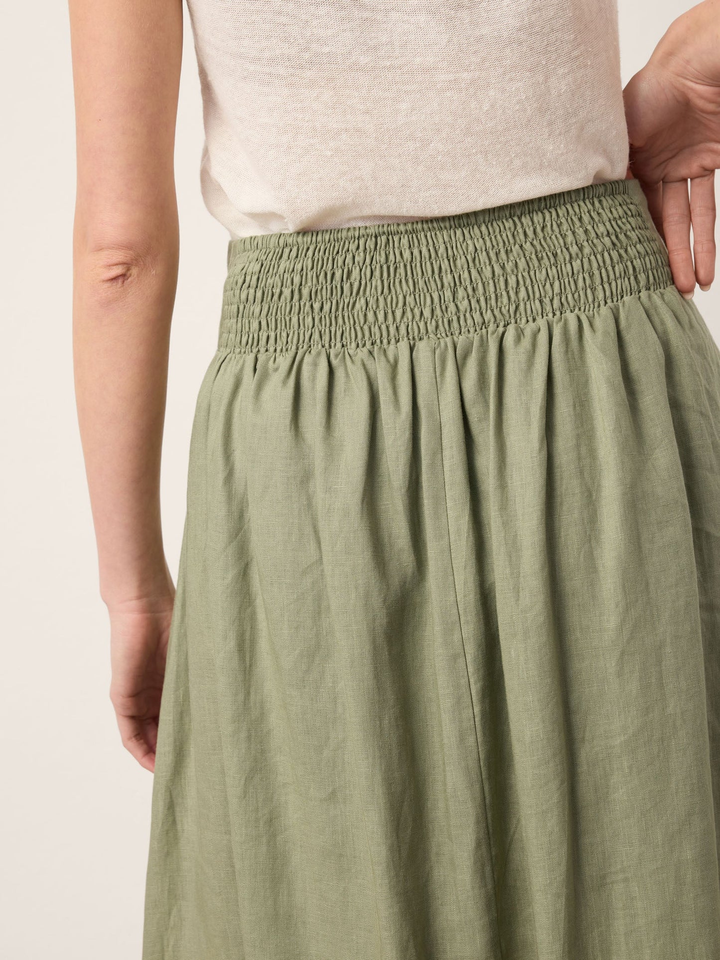 100% Linen Gathered Waist Bubble Hem A-Line Skirt LEONA LINTICO