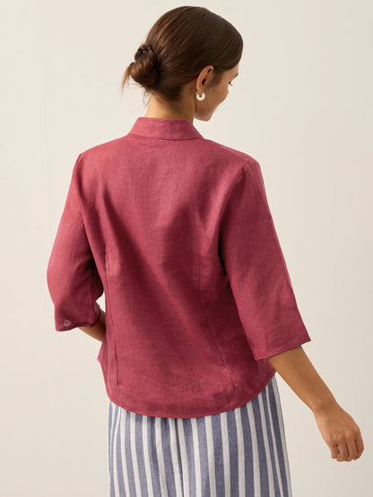 100% Linen Hand Button Fitted Jacket AMELIA LINTICO