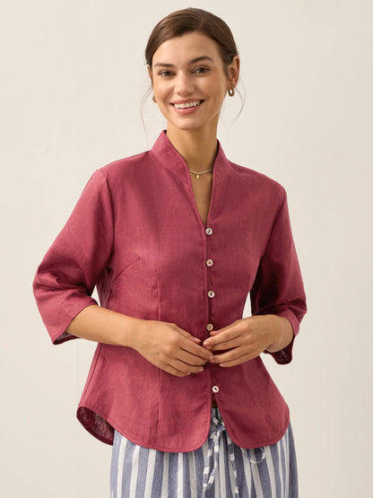 100% Linen Hand Button Fitted Jacket AMELIA LINTICO