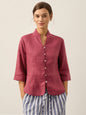 100% Linen Hand Button Fitted Jacket AMELIA LINTICO