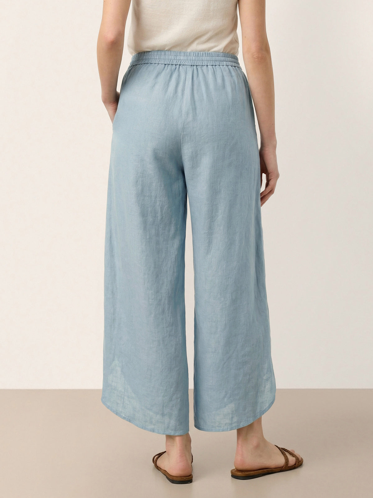 100% Linen Layered Slit Wide-Leg Drawstring Pants PEREGRINE LINTICO