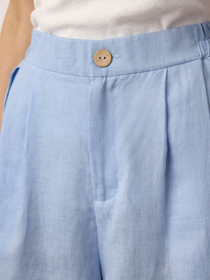 100% Linen Pleated Cuffed Shorts IRISSA LINTICO
