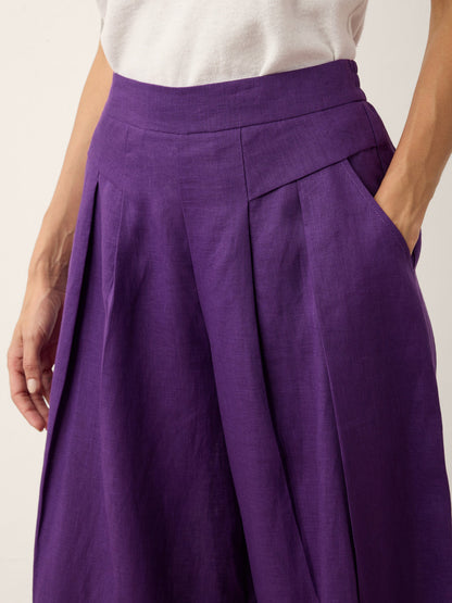 100% Linen Pleated Waist Wide Leg Pants LOUISA LINTICO
