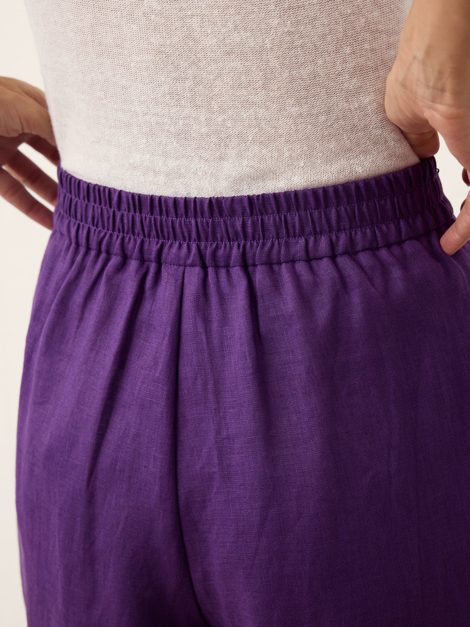 100% Linen Pleated Waist Wide Leg Pants LOUISA LINTICO