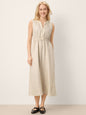 100% Linen Ruffle Trim Elasticated Waist Sleeveless Midi Dress LUCINDA